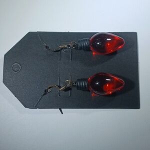 Light Bulb Earrings Red Handmade